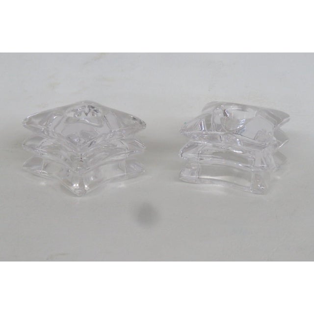Lead Crystal 3 Tiered Star Shaped Candle Stick Holders Pair of Two 4830b For Sale - Image 14 of 14