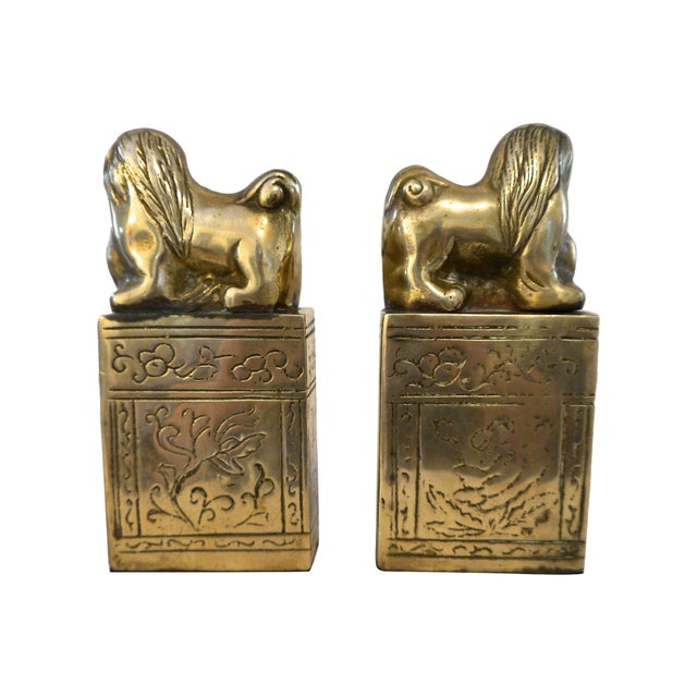 Brass Foo Dog Bookends Chairish