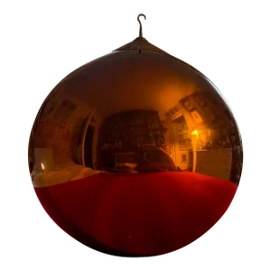 Very Large 19th Century German Amber Gold Mercury Glass Kugel Sphere or Witch's Gazing Ball