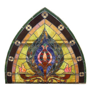Antique Stained Glass Window - Beaux Arts Style For Sale