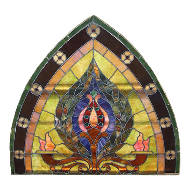 Antique Stained Glass Window - Beaux Arts Style For Sale