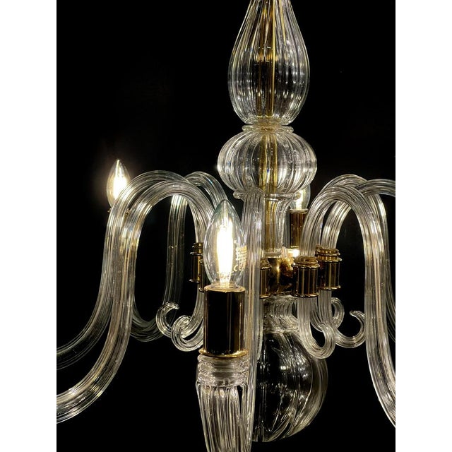 Italian Murano Glass Chandelier with Gold Inserts attributed to Barovier & Toso, 1970s For Sale - Image 14 of 18