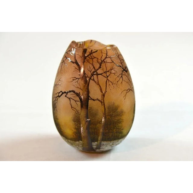 Vaso Winter Landscape by Jean Daum for Daum, 1890s For Sale - Image 3 of 7