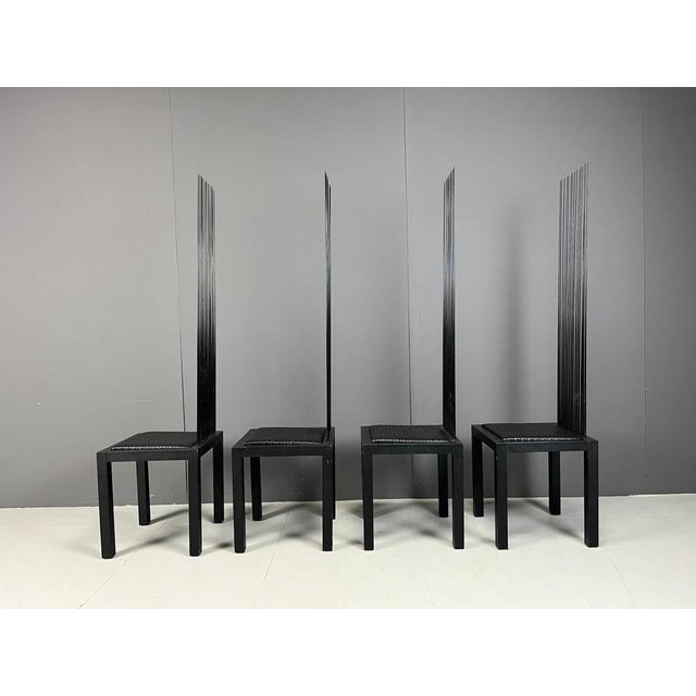 Animal Skin Vintage High-Back Dining Chairs, 1980s, Set of 4 For Sale - Image 7 of 12