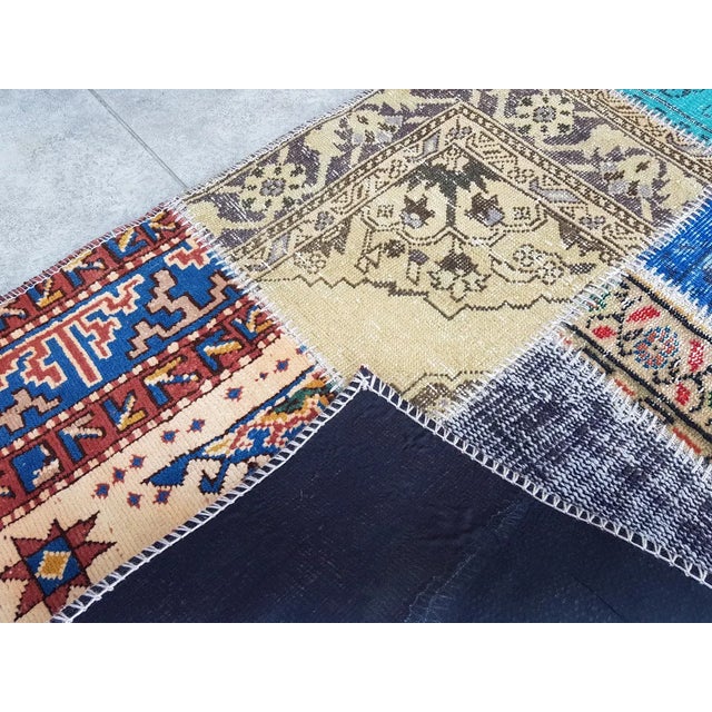 Textile Bohemian Handknotted Vintage Runner Rug For Sale - Image 7 of 10