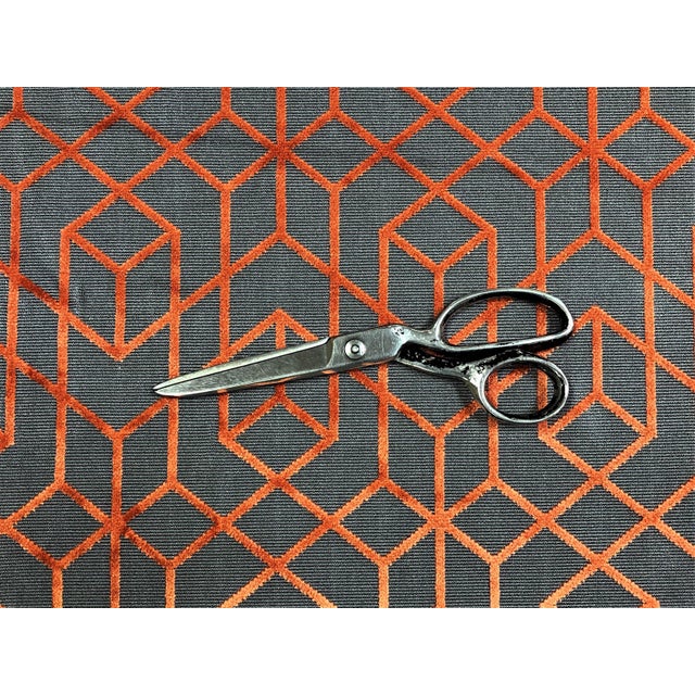 2020s Romo Botero Cayenne Orange Grey Geometric Abstract Cut Velvet Upholstery Fabric For Sale - Image 5 of 5