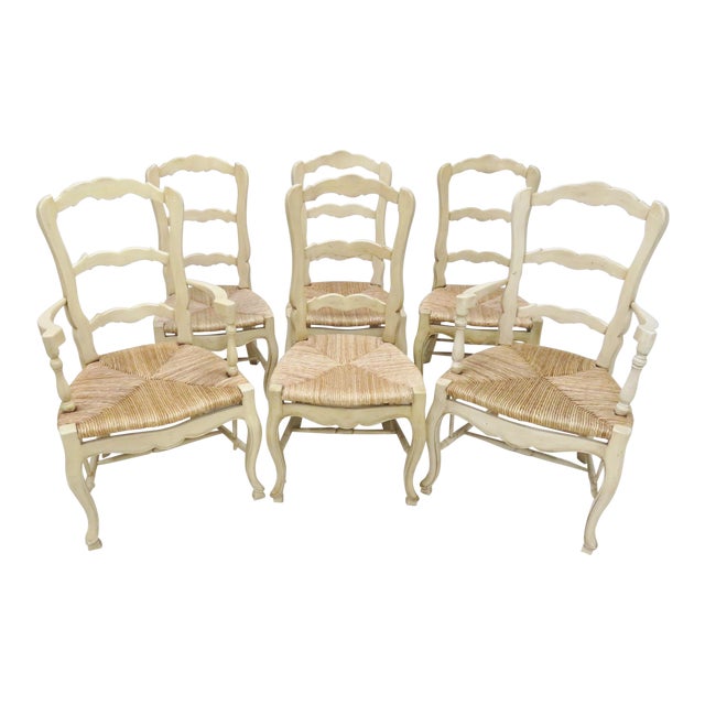 Cream Country French Rush Seat Dining Chairs - Set of 6 ...