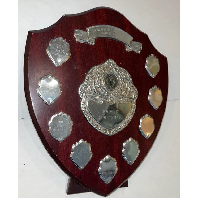 English Winchester District Spaa Sports Award 2008-2013 Wood & Silver English Trophy Plaque for Master Sportsman For Sale - Image 3 of 12