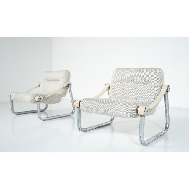 Textile Upholstered Tubular Chrome Lounge Chairs, Italy, 1960s, Set of 2 For Sale - Image 7 of 14