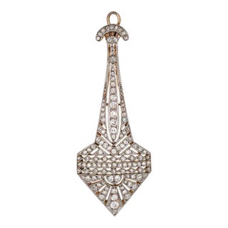 Vintage Art Deco Diamond Pendant Antique 18 Karat Gold Platinum Fine Jewellery For Sale