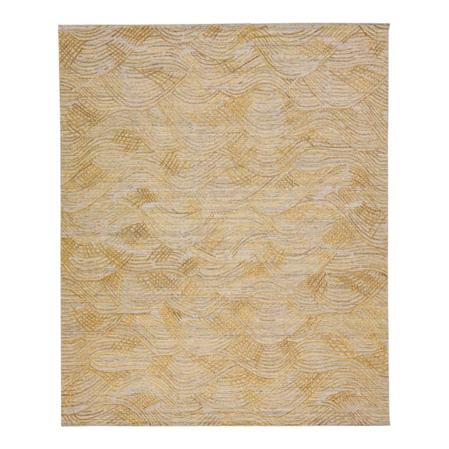 Contemporary Gold Texture Handmade Wool & Viscose Rug Chairish