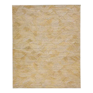 Contemporary Gold Texture Handmade Wool & Viscose Rug