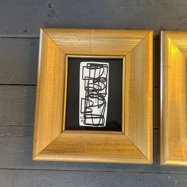 Set of three contemporary original Wayne Cunningham abstract marker drawings. Each drawing measures approx 2-3x5, and...