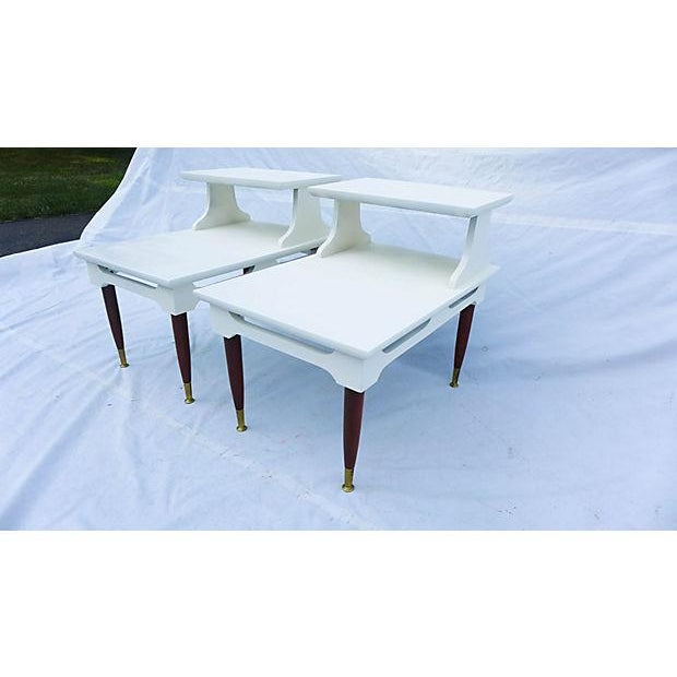 MidCentury Painted White End Tables Pair Chairish