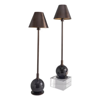 Boston Bronze/Black Buffet Lamp, Set of 2 For Sale