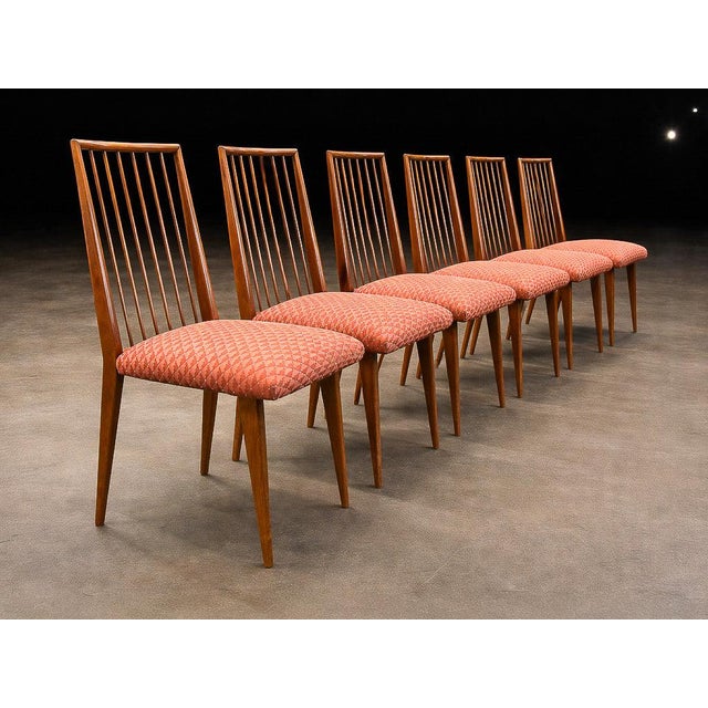 Rare Set of Six Dining Chairs by Joaquim Tenreiro in Caviúna Wood, Brazil, 1950s For Sale - Image 9 of 13