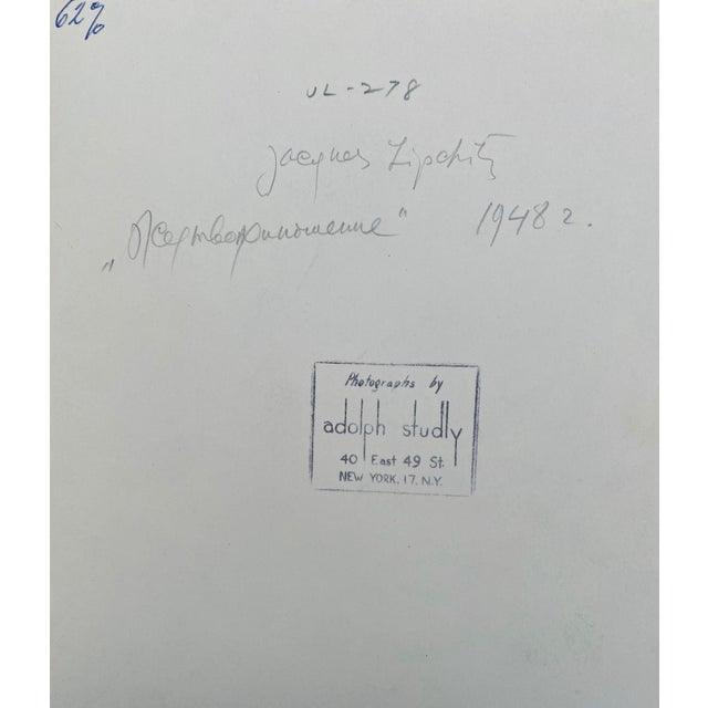 Adolph Studly, Vintage Silver Gelatin Photograph Jacques Lipchitz Bronze Sculpture Photo Signed, 1948 For Sale - Image 4 of 6