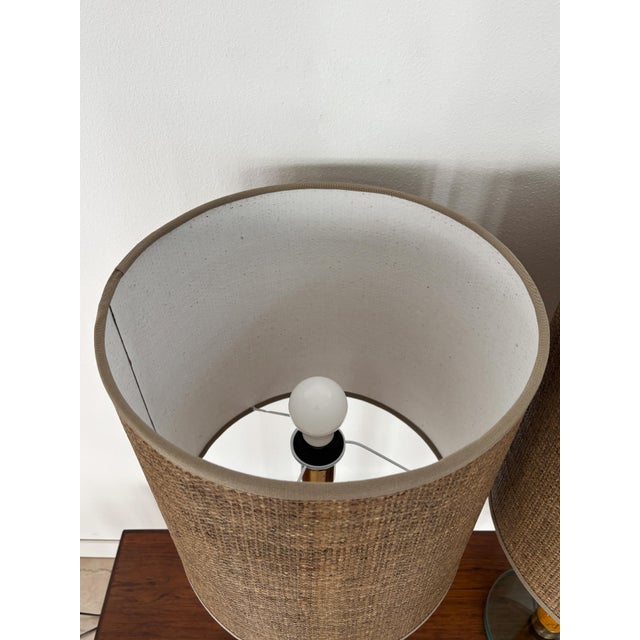 1980s Bamboo and Glass Lampshades, Italy, 1980s, Set of 2 For Sale - Image 5 of 11