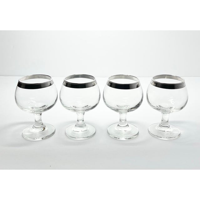 Mid-Century Modern 1950s Dorthy Thorpe Silver Band Brandy Snifter Glasses - Set of 4 For Sale - Image 3 of 5