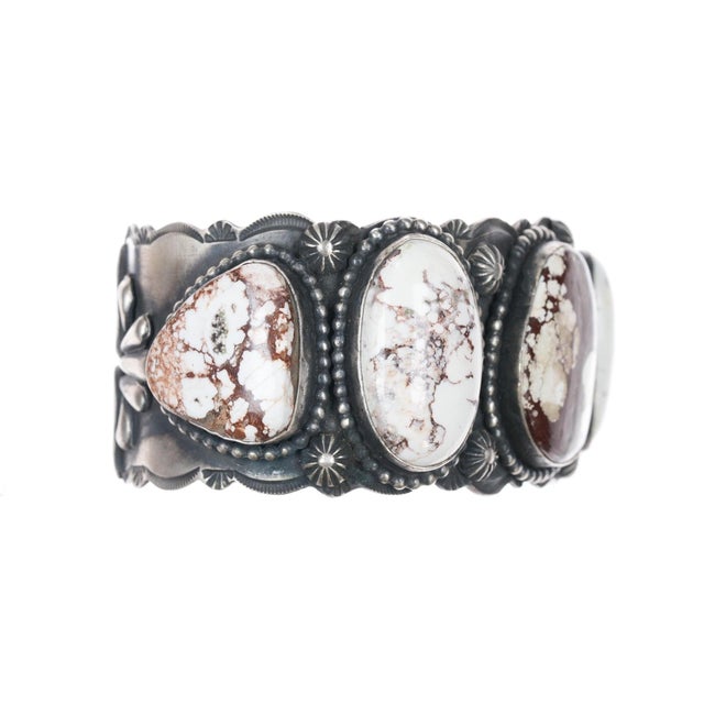 Late 20th Century 7" Shawn Cayatineto (navajo) Sterling Wild Horse Jasper Cuff Bracelet For Sale - Image 5 of 10