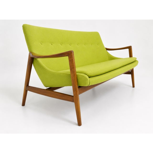 Mid-Century Modern Modern Mid Century Style Sofa Lime Green For Sale - Image 3 of 4
