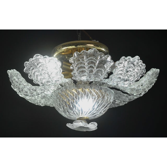 Transparent Charming Transparent Murano Glass Leave Ceiling Light or Chandelier, 1970s For Sale - Image 8 of 14