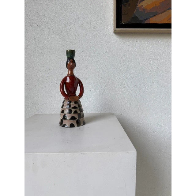 Ceramic Female Candleholder for Women from Soufflenheim, 1920s-1930s For Sale - Image 4 of 17