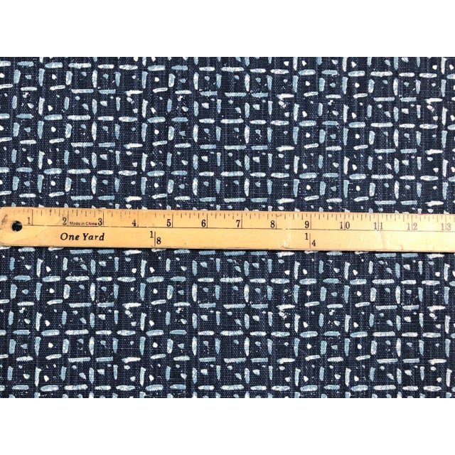 Tribal 1.25 Yds Navy Blue White Abstract Ethnic Geometric Upholstery Drapery Fabric For Sale - Image 3 of 3