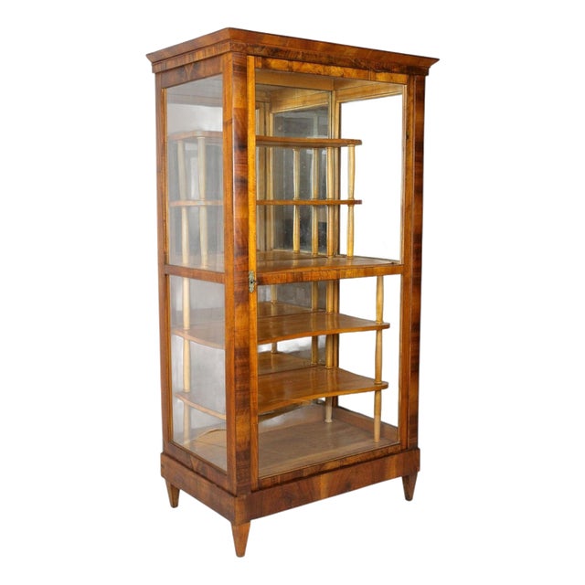 19th Century Biedermeier Display Cabinet in Vitrine and Nutwood, Austria, 1840 For Sale
