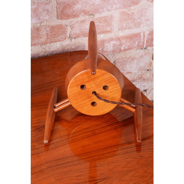 Glass Mid-Century Czech Table Lamp in Opaline Glass and Wood attributed to Úluv Krásná Jizba, 1950s For Sale - Image 7 of 11