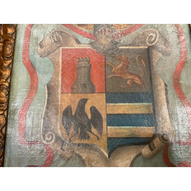 Early 20th Century Spanish Hand-Painted Heraldic Coat of Arms on Canvas, Early 20th Century For Sale - Image 5 of 9