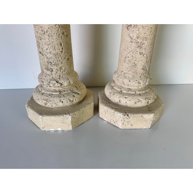 Sculpture Materials 1980s Vintage Faux-Coralstone Plaster Table Lamps - a Pair For Sale - Image 7 of 10