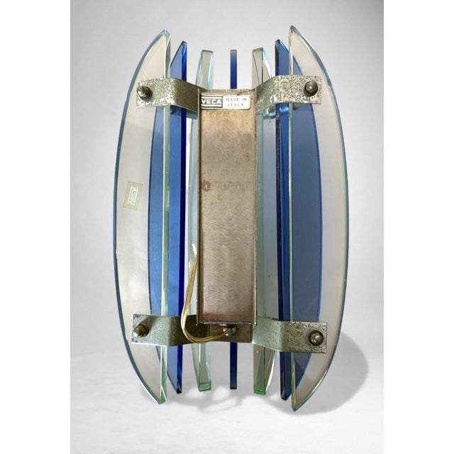 Late 20th Century Veca for Fontana Arte Pair of Italian Wall Sconces Steel and Seven Crystal For Sale - Image 14 of 18