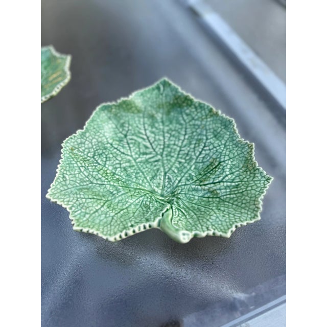 Shabby Chic 1990s Bordallo Pinherio Footed Leaf Plates - Set of 3 For Sale - Image 3 of 4