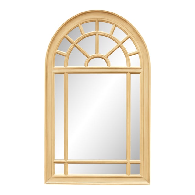 Vintage Arched Wood and Mirrored Glass Mirror For Sale