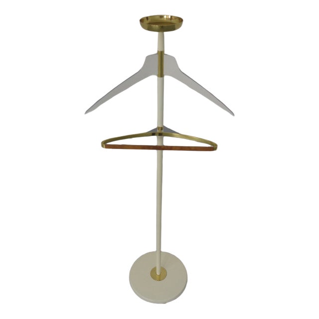 Valet Stand in Brass & Acrylic Glass & Leather from Vereinigte Werkstätten, Germany, 1950s For Sale