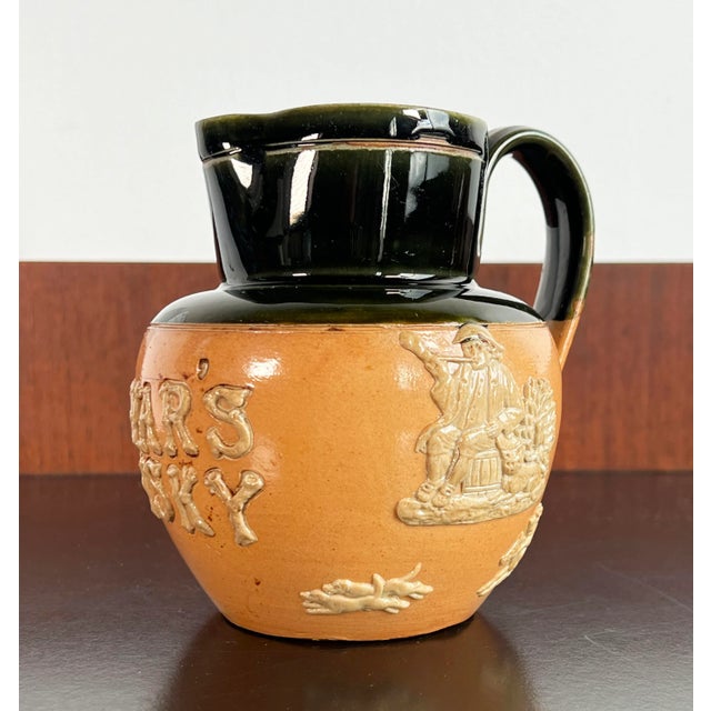 Rare Antique 1900's Royal Doulton Dewar's Whiskey Salt Glazed Ceramic Pitcher For Sale - Image 9 of 12