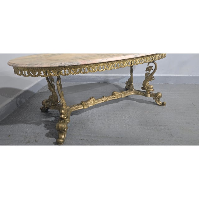 Gilt Brass and Marble Coffee Table, 1930 For Sale - Image 9 of 10