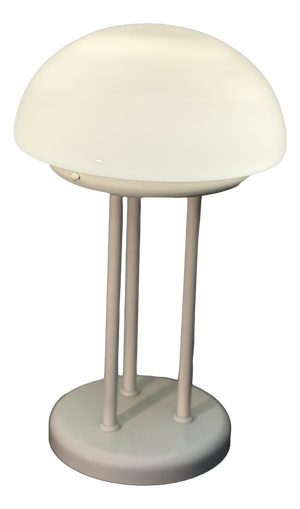 Vintage Mushroom Tripod Table Lamp in Opaline Glass and White Steel, 1970s