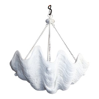 Gesso Clam Shell Pendant Light Attributed to Serge Roche For Sale
