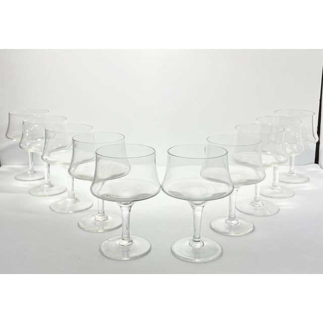 Contemporary 1980s Vintage Set of 10 Clear Cocktail Coupe Glasses For Sale - Image 3 of 5