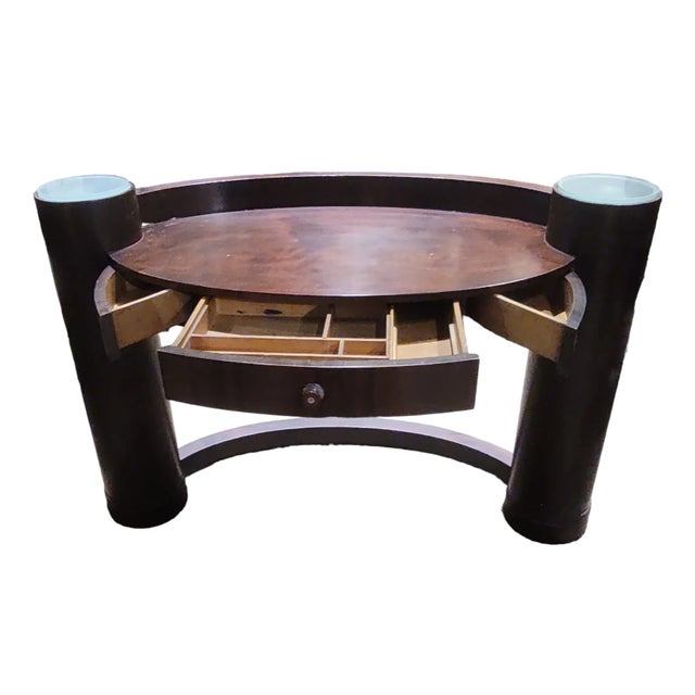 1910s Antique Art Deco Console Desk With Bakelite Pull For Sale - Image 4 of 9