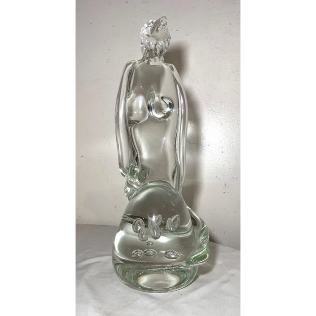 1990s Large Luigi Moro Hand Blown Glass Nude Lady Woman Mermaid Sculpture Statue Art For Sale - Image 12 of 14