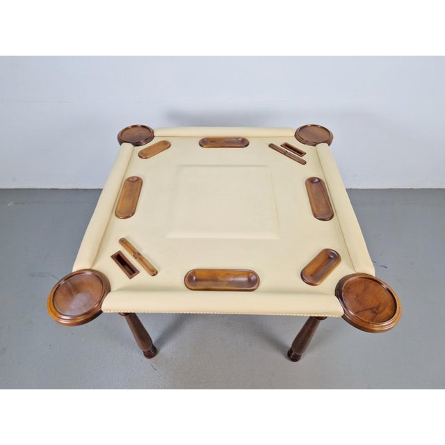Game Table in Walnut and Leather from Valenti, Spain, 1970s For Sale - Image 10 of 18