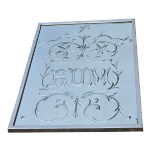 Antique Reverse Cut Bar Back "Rum" Mirror in Modern Frame