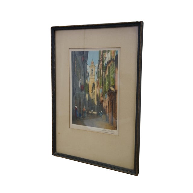 Realism Early 20th Century Victor Valery Signed Rue De La Vieille Ville Nice France Etching 15" For Sale - Image 3 of 10