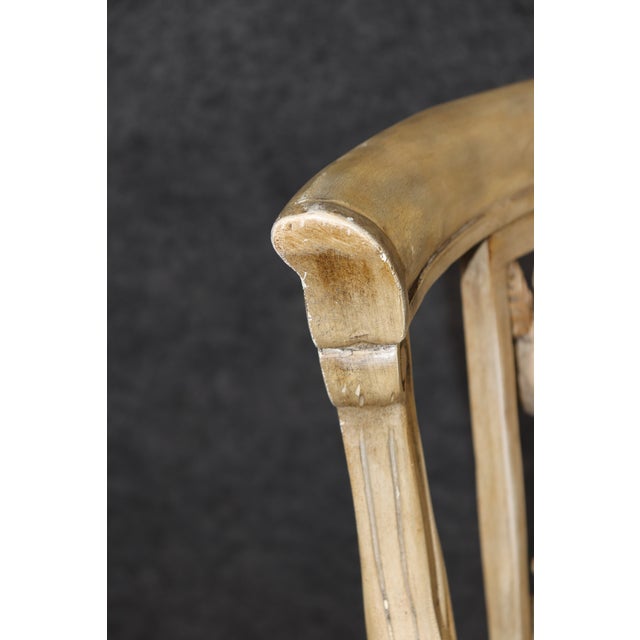 Set of 4 19th C. Italian Directoire Style Painted Dolphin Arm Dining Chairs For Sale - Image 15 of 15