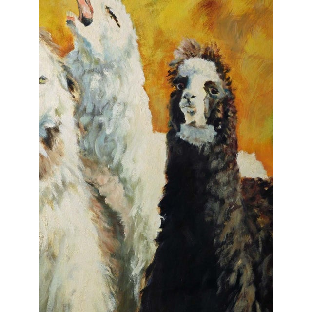 Textile Linda Davidson Llamas Original Oil Painting Artwork on Canvas For Sale - Image 7 of 10