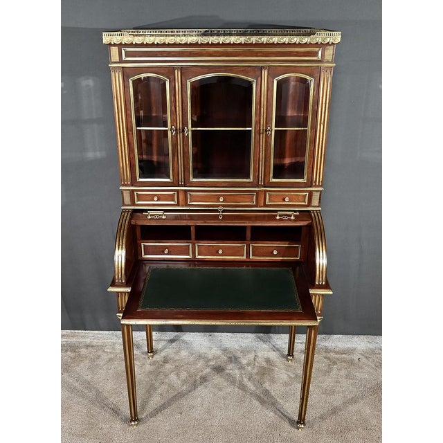 Small Cylinder Desk with Showcase For Sale - Image 5 of 18