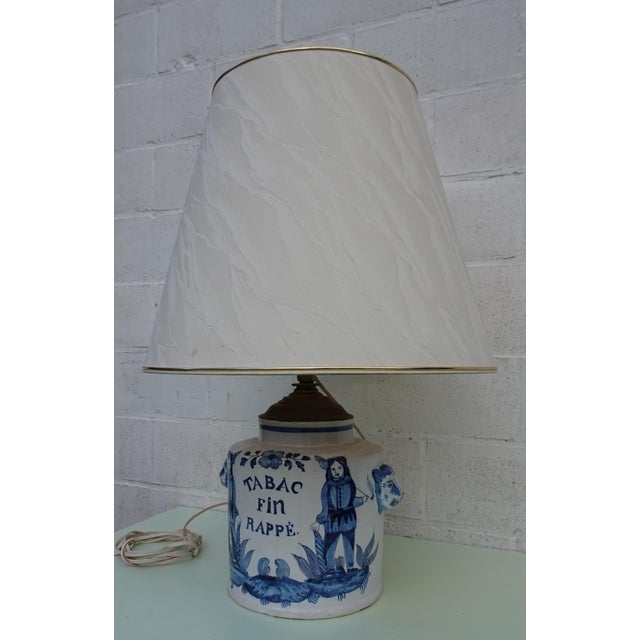 Antique Delftware Ceramic Table Lamp For Sale - Image 4 of 18